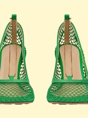 BOTTEGA VENETA Elegant Green Stretch Pumps Made in Italy Size EU 42 (US 10.5)